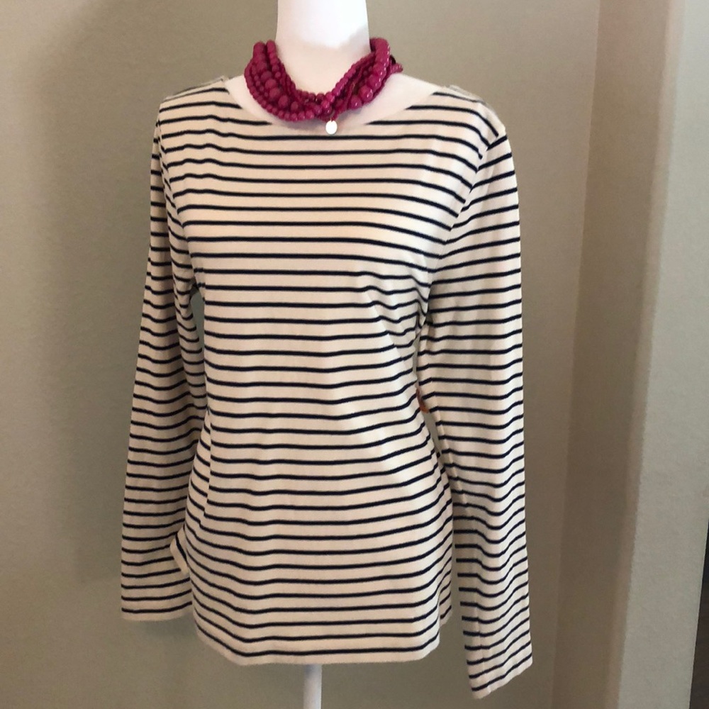 Boatneck Navy Striped Top